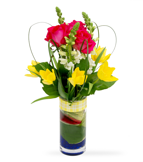 Tulip Carousel flower arrangement by Sun Flower Gallery.
