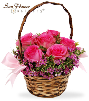 roses for you arrangement in a basket by Sun Flower Gallery in Glenview